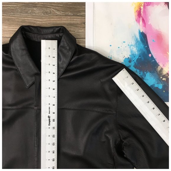 Missani Mens Leather Jacket‎ Reversible Cashmere Wool Black Zip Button Size M - Picture 13 of 14